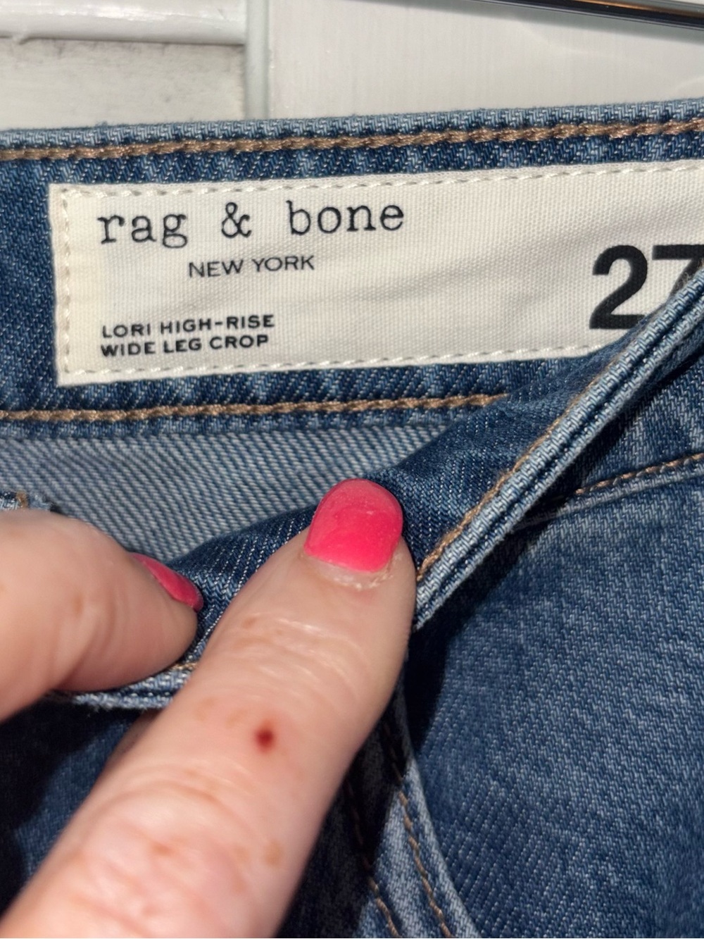 NWT Rag & Bone Lori High Rise Wide Leg Crop Jeans Woburn Medium Wash 27 - Picture 3 of 8